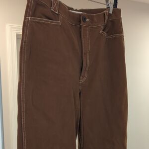 Madewell Emmett Wide-Leg Brown Pants